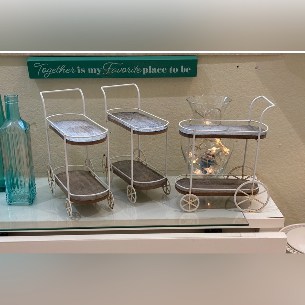 Three Mini Two Tier Mini Bar Carts For Sale